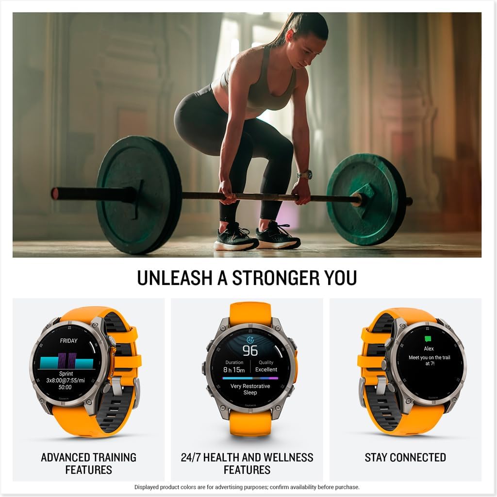 HOTGarmin fēnix® 8 – 47 mm, AMOLED, Sapphire, Premium Multisport GPS Smartwatch, Long-Lasting Battery Life, Dive-Rated, Built-in LED Flashlight, Titanium with Spark Orange/Graphite Band | Sapphire Lens, Titanium Bezel, Spark Orange and Graphite Silicone B
