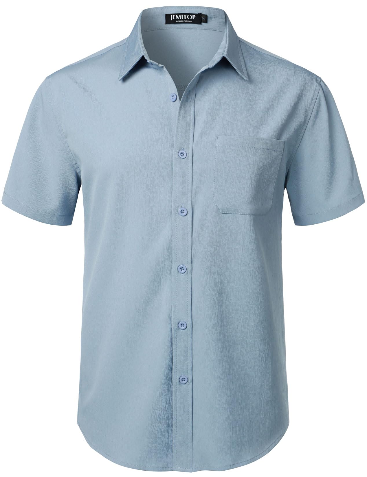 HOTJEMITOP Mens Stretch Wrinkle Free Texture Shirts | Lightweight, Summer, Beach, Stylish, Button Down, Short Sleeve, Casual, Vacation