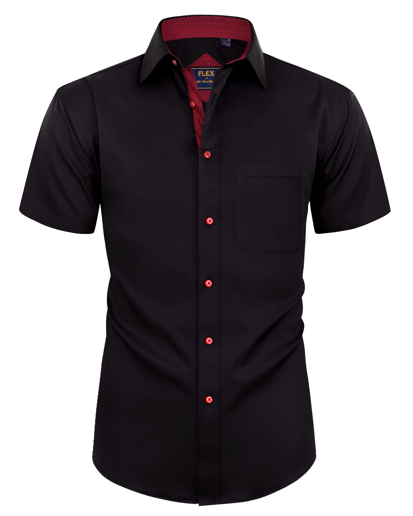 HOTAlimens & Gentle Mens Short Sleeve Dress Shirts Wrinkle Free Solid Casual Button Down Shirts with Pocket