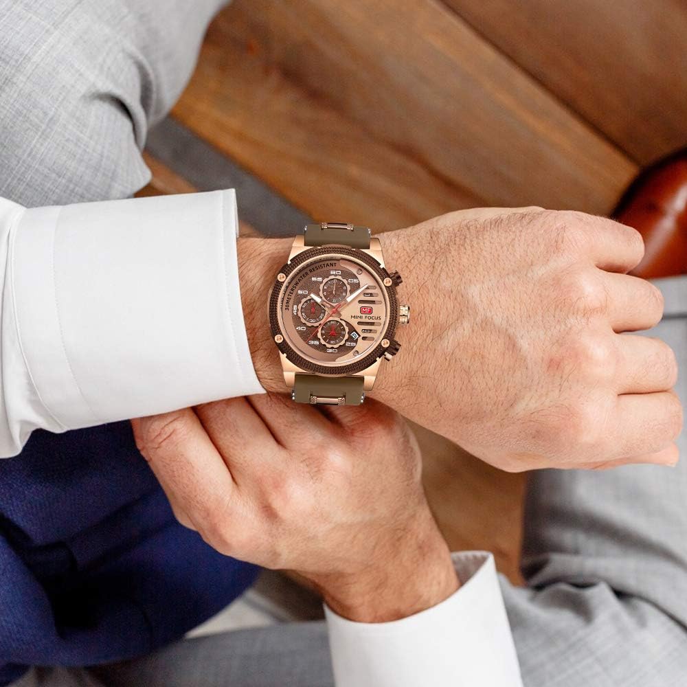 HOTAIMES Mens Watches for Men Casual Chronograph Waterproof Sport Military Watch Analog Quartz Movement Stylish Luxury Dress Wrist Watch Elegant Gift Watch for Men