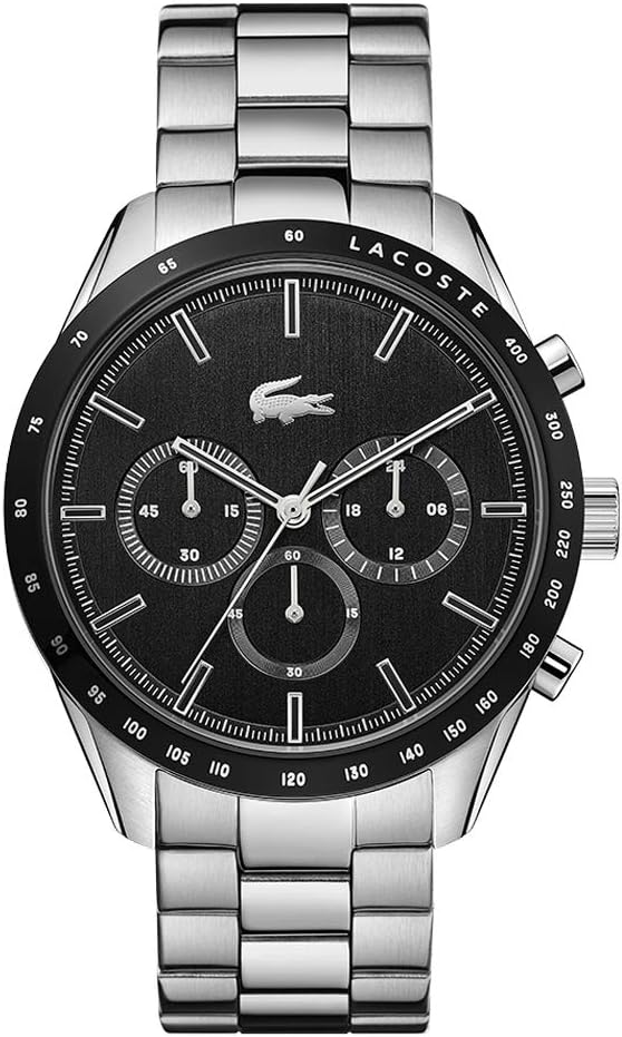 HOTLacoste Boston Men's Chronograph Watch - Classic Stainless Steel - Tachymeter - Water Resistant up to 5ATM/50 Meters - Modern Design for Him - 42mm