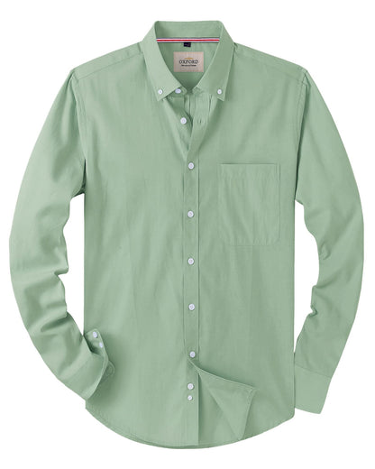 HOTAlimens & Gentle Mens Solid Oxford Shirt Long Sleeve Dress Shirt Work Casual Button Down Shirts with Pocket