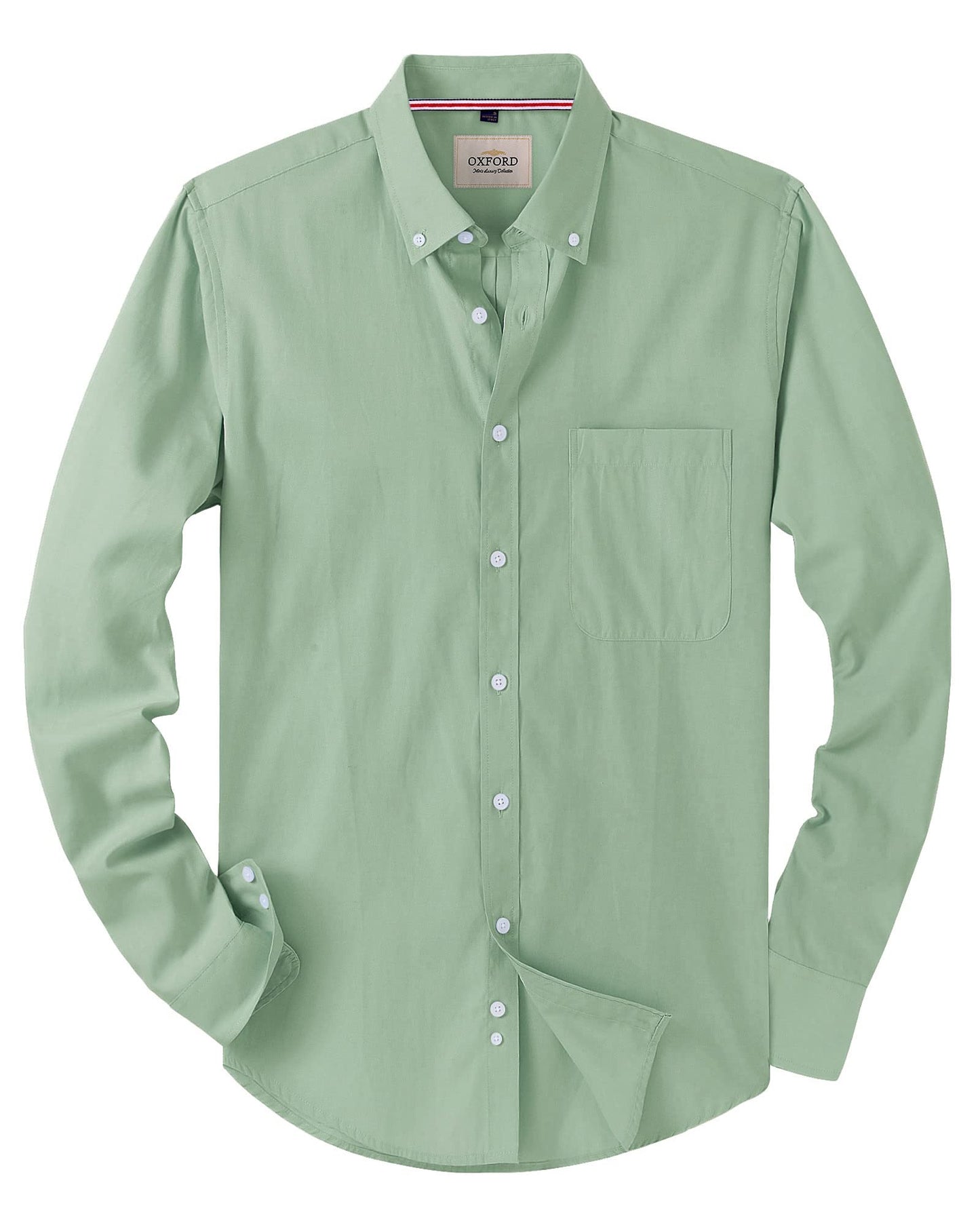 HOTAlimens & Gentle Mens Solid Oxford Shirt Long Sleeve Dress Shirt Work Casual Button Down Shirts with Pocket