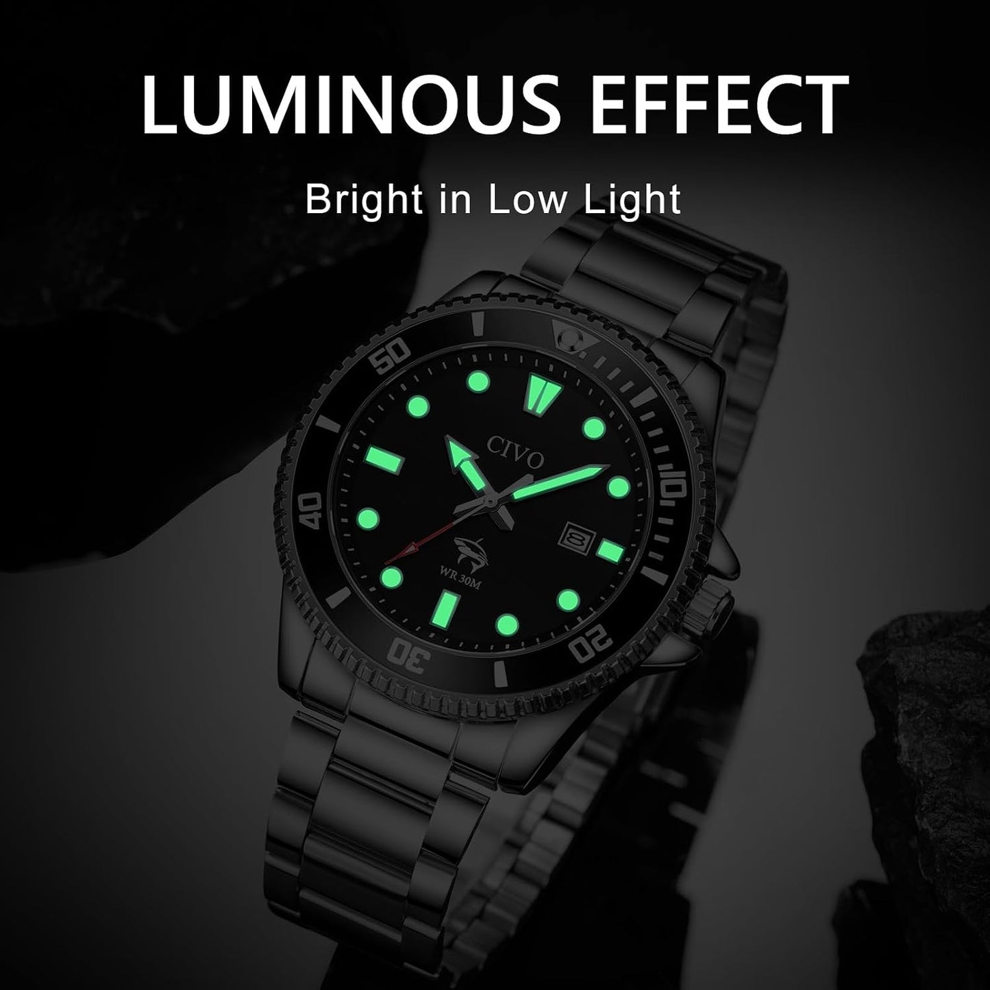HOTCIVO Sport Wrist Watches for Men: Classic Analog Watch with Date Luminous - Silicone Strap & Waterproof - Casual Men's Watch for Outdoor Camping Cycling