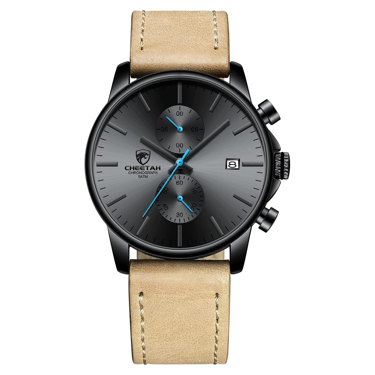 HOTGOLDEN HOUR Mens Watch Fashion Sleek Minimalist Quartz Analog Mesh Stainless Steel Waterproof Chronograph Watches for Men with Auto Date