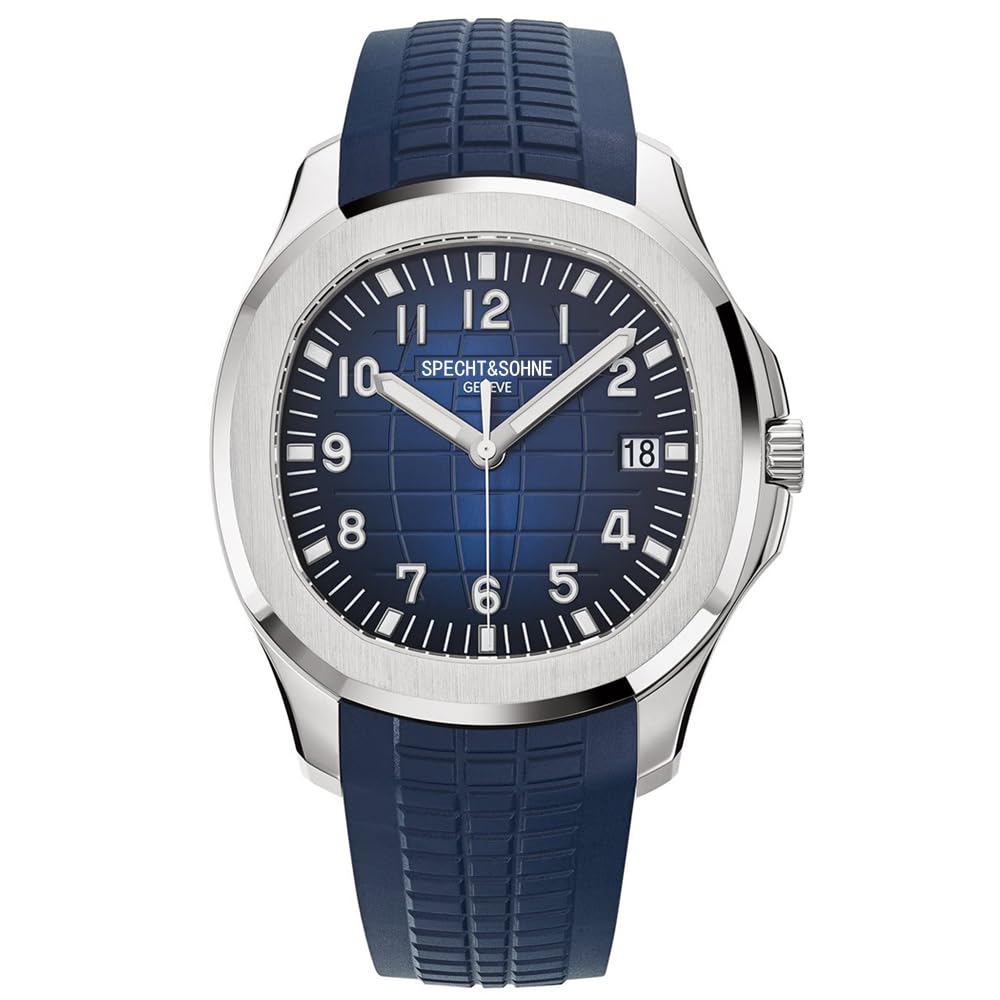 HOTSpecht & Söhne Watches for Men Japan Miyota 8215 Movement Watch Sport Movt Classic Automatic Mechanical Mens Wristwatch Rubber Strap Waterproof 40MM