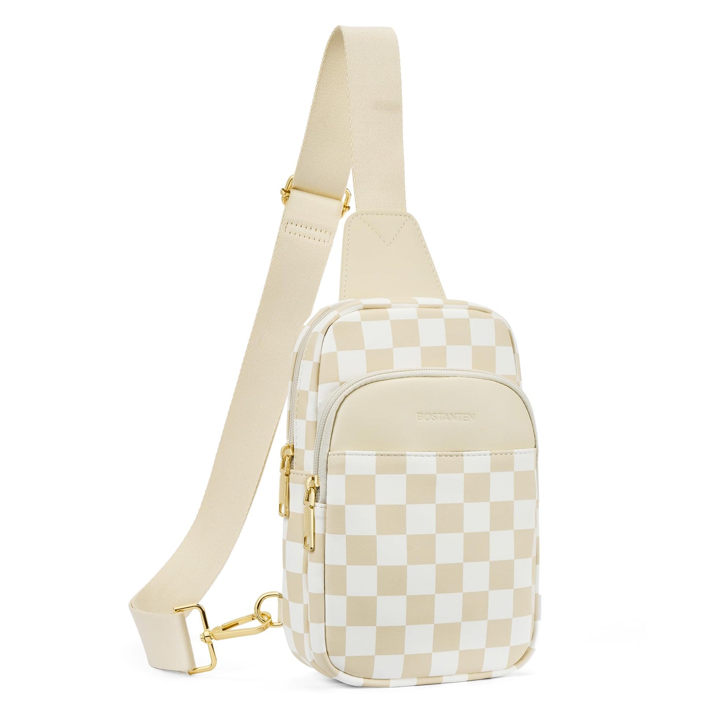 HOTBOSTANTEN Sling Bag Quilted Crossbody Bags for Women Cross Body Purse Leather Fanny Pack with Adjustable Guitar Strap