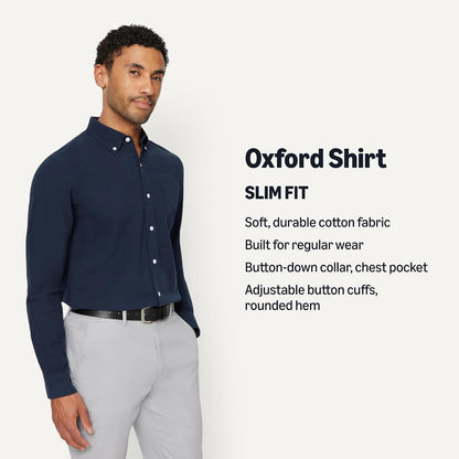 HOTAmazon Essentials Men's Long-Sleeve Pocket Oxford Shirt