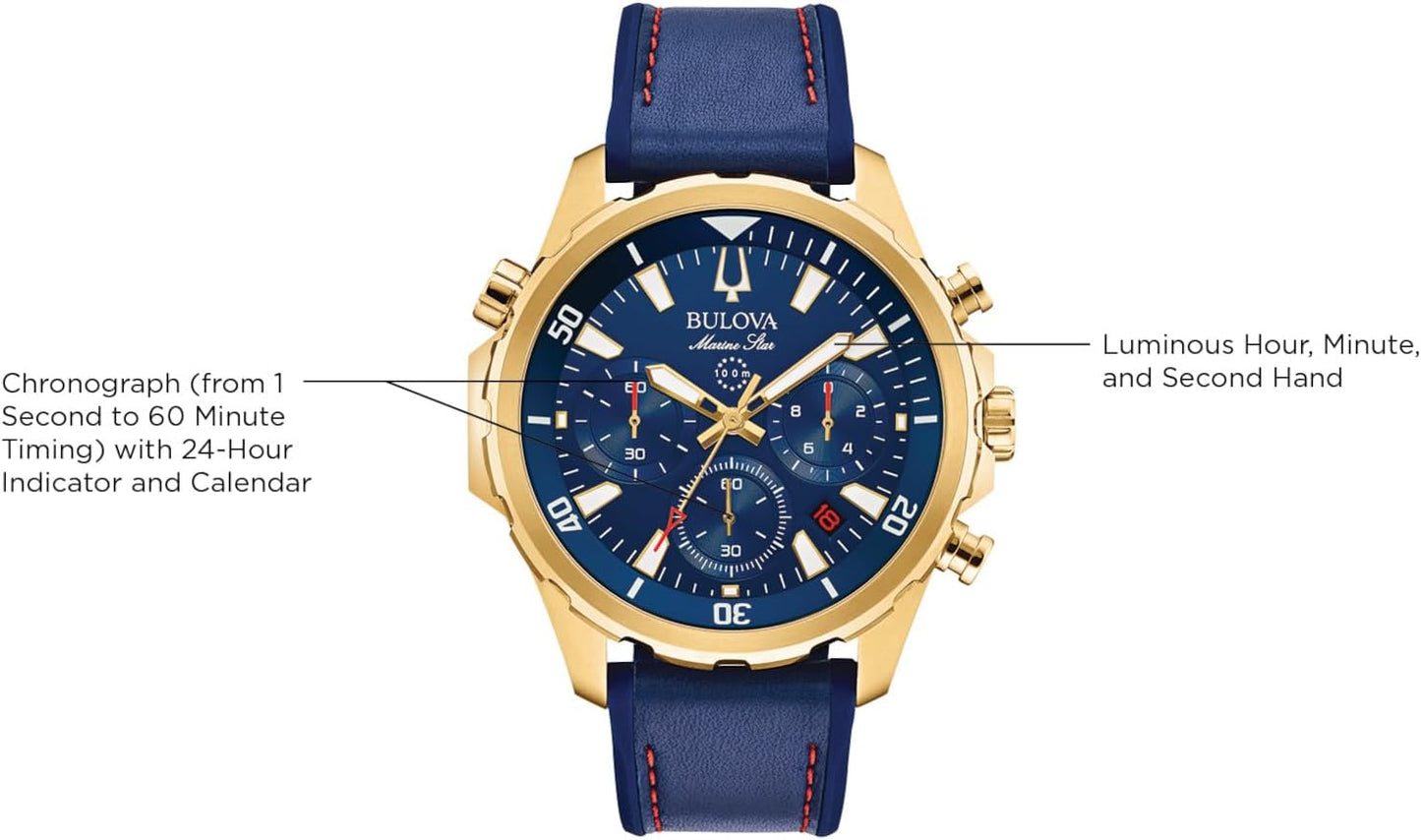 HOTBulova Men's Marine Star Series B Stainless Steel 6-Hand Chronograph Quartz Watch, 100M