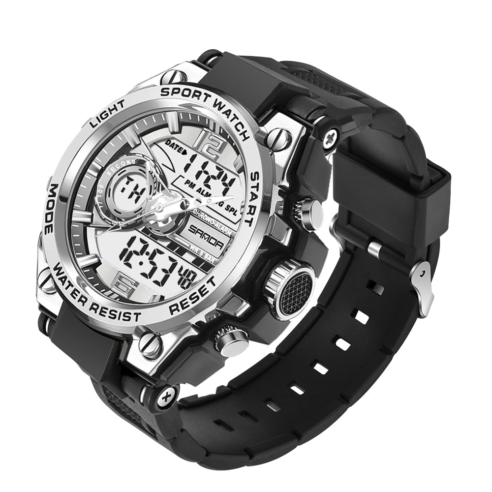 HOTKXAITO Men's Watches Sports Outdoor Waterproof Military Watch Date Multi Function Tactics LED Alarm Stopwatch