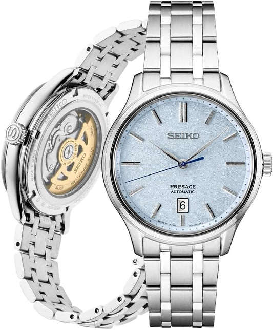 HOTSEIKO SRP53- Presage Collection - Patterned Stone Blue Dial - Stainless Steel Wrist Band, Sapphire Crystal Display - Water-Resistant 30M