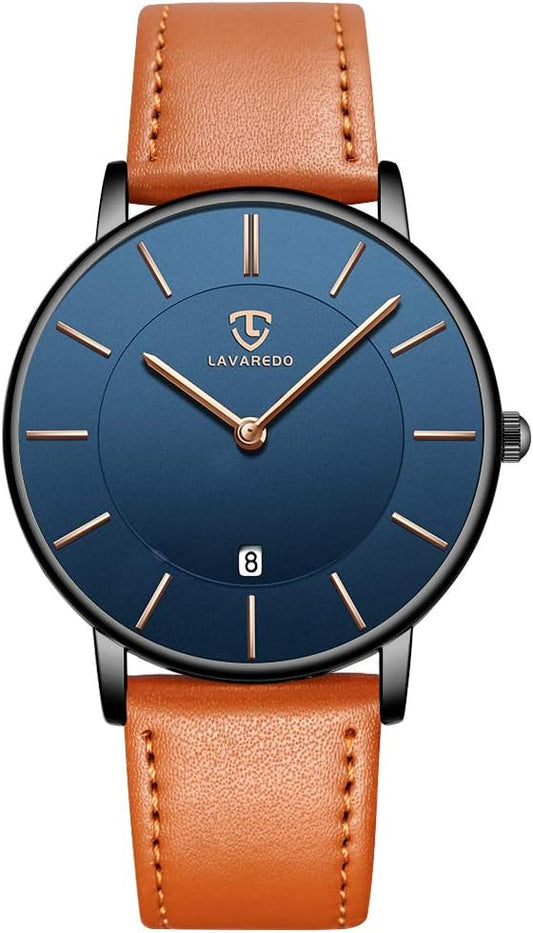 HOTBEN NEVIS Watch, Mens Watch, Minimalist Fashion Simple Wrist Watch Analog Date with Leather Strap
