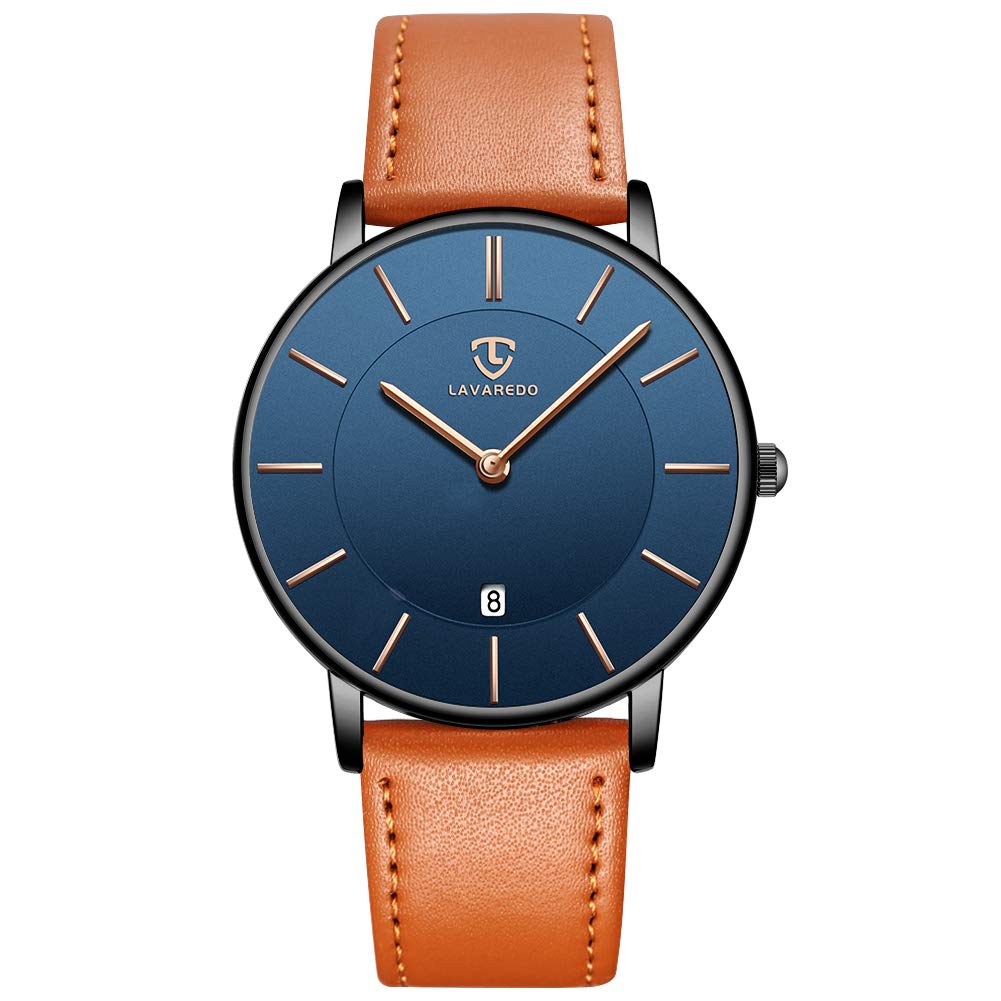 HOTBEN NEVIS Watch, Mens Watch, Minimalist Fashion Simple Wrist Watch Analog Date with Leather Strap
