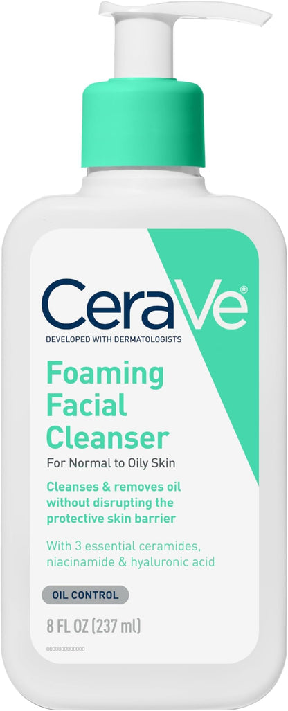 HOTCeraVe Foaming Facial Cleanser, Daily Face Wash for Oily Skin, Hyaluronic Acid + Ceramides + Niacinamide, Fragrance Free, Non-Drying Oil Control Face Wash, 19 Fluid Ounces