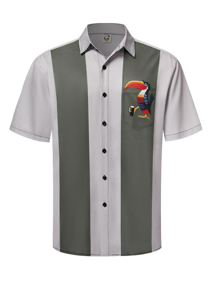 HOTHardaddy Men's Vintage Bowling Shirt Short Sleeve Button Down Hawaiian Summer Beach Printed Casual Shirts