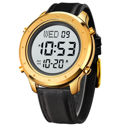 HOTMinimalist Digital Watch Men Wrist Watches Waterproof Mens Leather Watch | Large face brown black watch, Chronograph, Dual Times, 12/24 Hours, EL backlight, Digital wrist stopwatch, Reloj para hombre