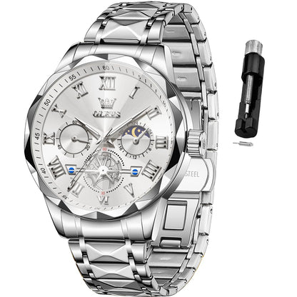 HOTOLEVS Watches for Men Luxury Diamond Casual Large Dial Watches Stainless Steel Waterproof Business Dress Analog Luminous Date Mens Watches