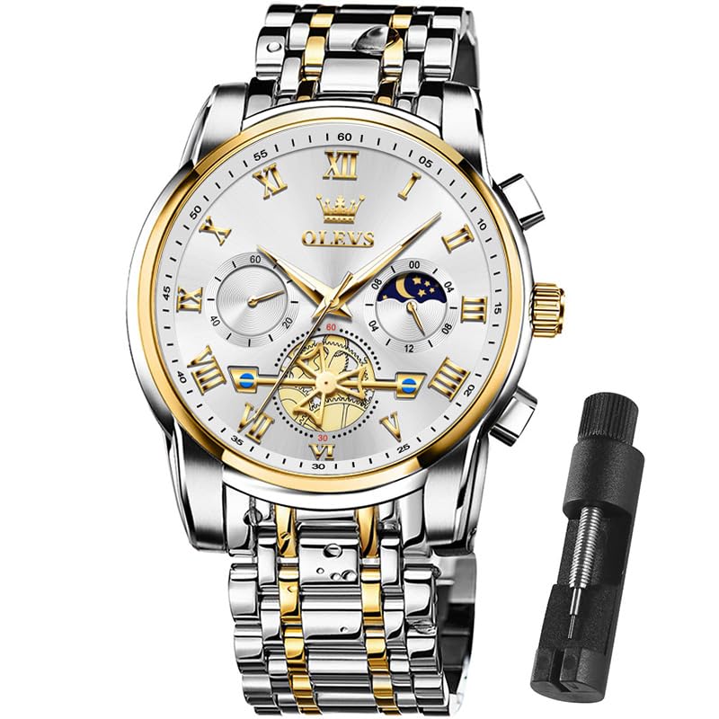 HOTOLEVS Mens Watches Waterproof Stainless Steel Adjustable Bracelet Watch Quartz Analog Watch for Men Fashion Business Classic Mens's Wrist watch's Casual Watches Gold/Blue/Black/White/Face/Dial