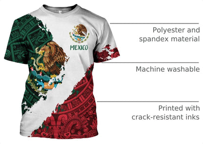 HOTFAYBA Aztec Mexican Shirts Short Sleeves Summer Mexico Shirt Mexico Jersey Unisex 3D Shirts