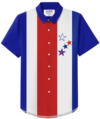 HOTArvilhill Men American Flag Button Shirt 4th of July Short Sleeve Shirts (S-3XL)