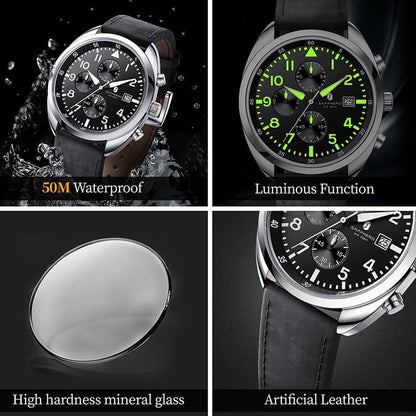 HOTSAPPHERO Mens Watch 50M Waterproof Luminous Quartz Analog Watches with Date Display Casual Stylish Work Business Classic Silicone Strap Men's Wrist Watches Elegant Gifts for Men