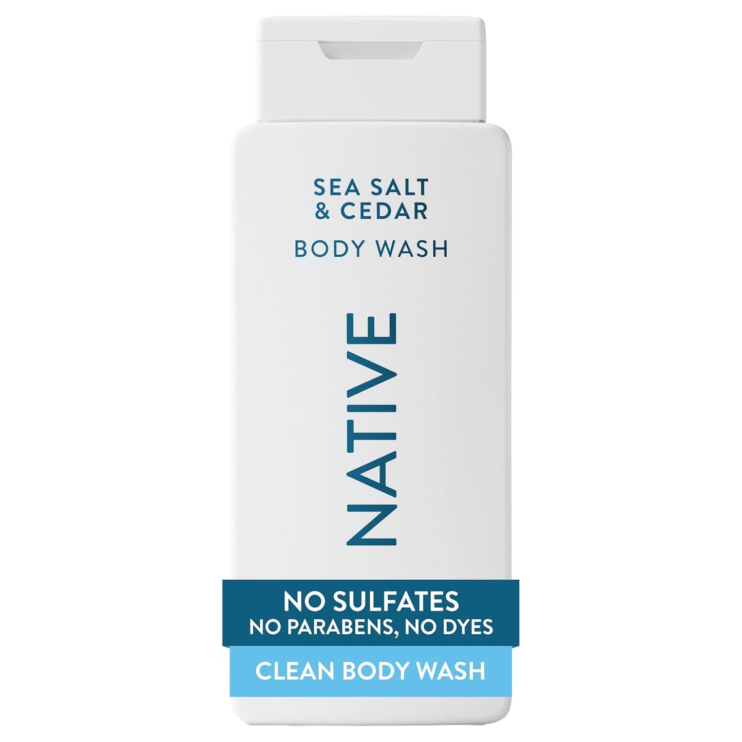 HOTNative Clean Body Wash, Gentle & pH-balanced for Sensitive Skin, 24-Hr Freshness for Men & Women, Vegan & Cruelty-Free, Free of Sulfates, Parabens & Phthalates, Sea Salt & Cedar, 18 fl oz