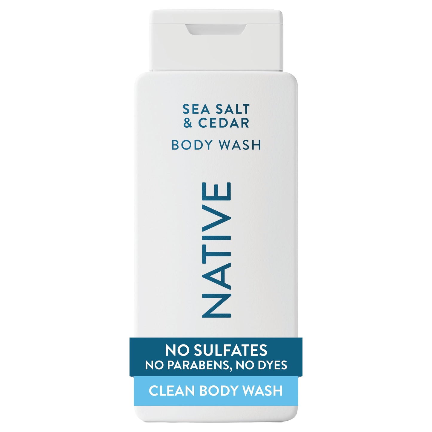 HOTNative Clean Body Wash, Gentle & pH-balanced for Sensitive Skin, 24-Hr Freshness for Men & Women, Vegan & Cruelty-Free, Free of Sulfates, Parabens & Phthalates, Sea Salt & Cedar, 18 fl oz