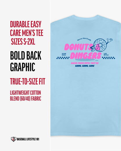 HOTBaseball Lifestyle 101 Donut Tee for Men - White, Soft 60/40 Blend, Breathable, Side-Seamed T-Shirt, Adult Sizes S-XL