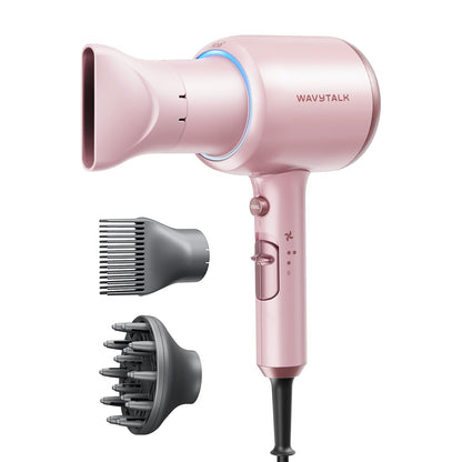 HOTWavytalk Hair Dryer with Diffuser, Blown Away Ionic Hair Dryer for Curly Hair with Comb, 1875W Fast Drying Blow Dryer with Ceramic Technology, 3 Attachments for All Hair Types, Light and Quiet, Black