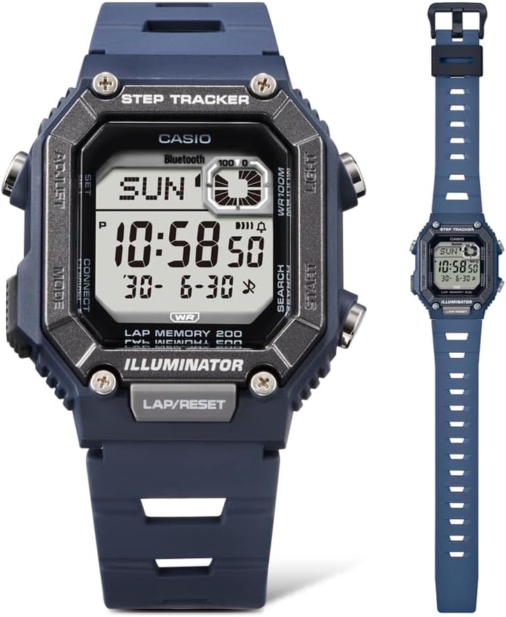 HOTWS-B1000 Series | Men's Digital Watch | (Black) | 100M WR | Step Tracker | LED Illuminator | 100 SEC Chronograph | Daily Alarm | 2-Year Battery