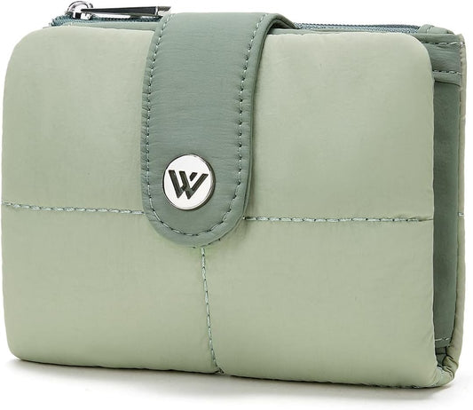 HOTWESTBRONCO Wristlet Wallets for Women Nylon Quilted RFID Wallet with 3 Zipper, Puffer Small Wallet for Women RFID Blocking Card Holder Wallets