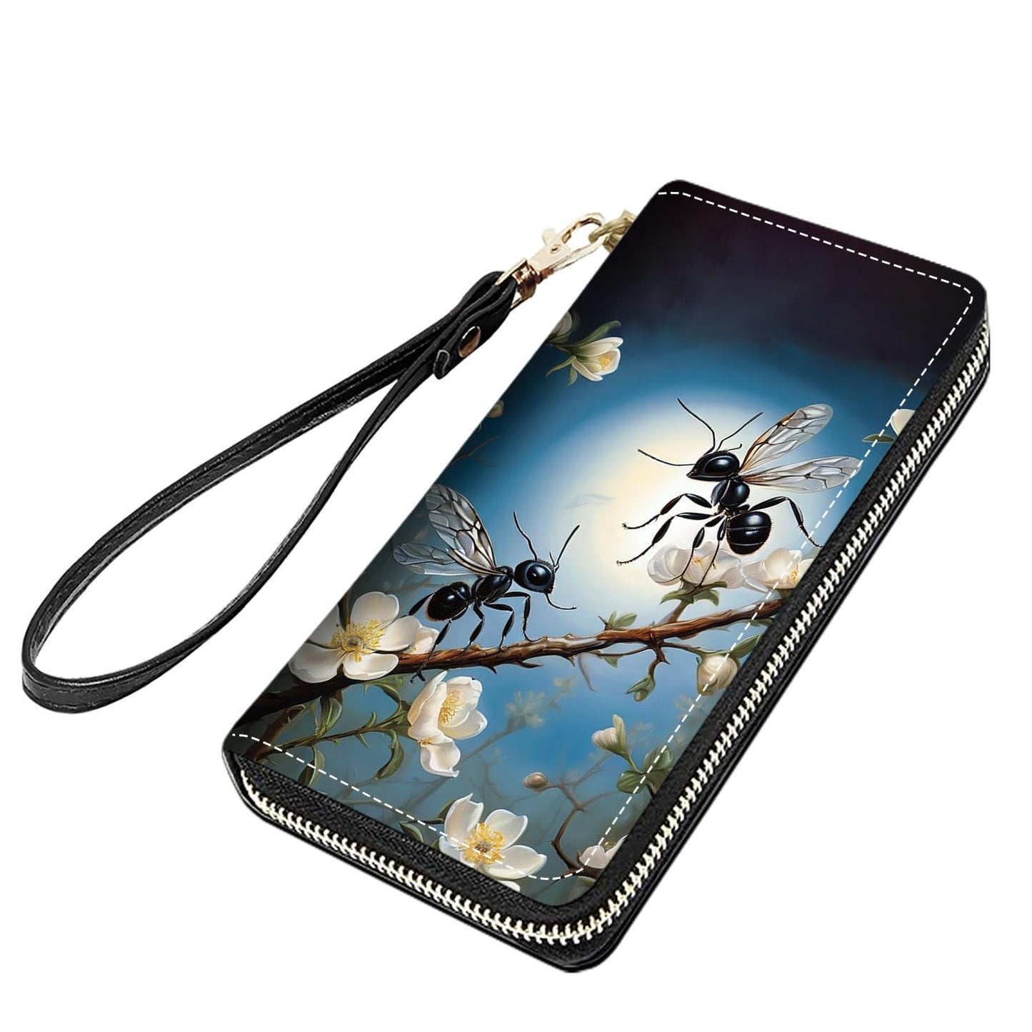 HOTCute Sloth Print Women Large Capacity PU Leather Zip Around Wallet, Multifunctional Clutch Purse for Cash/Card/Coin/Smart Phone
