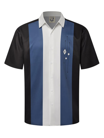 HOTHardaddy Men's Vintage Bowling Shirt Short Sleeve Button Down Hawaiian Summer Beach Printed Casual Shirts