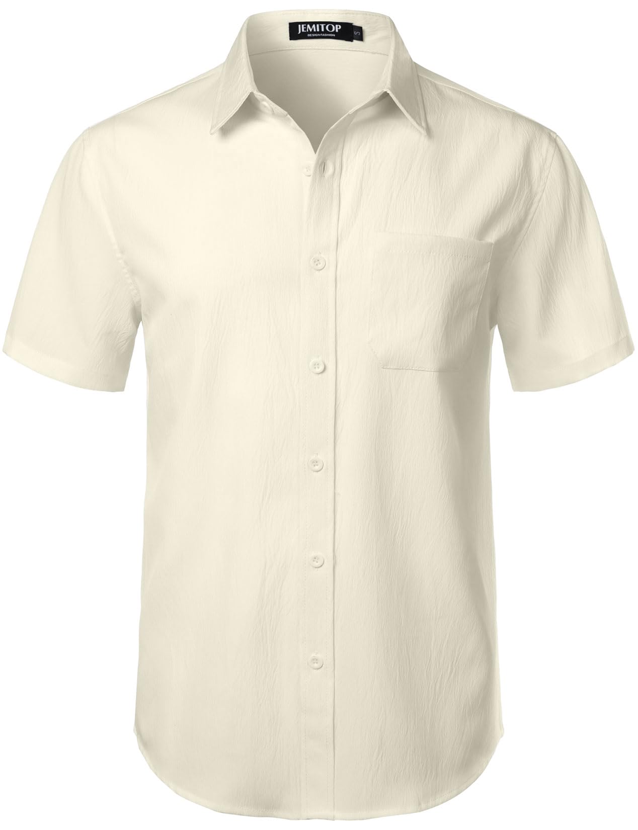 HOTJEMITOP Mens Stretch Wrinkle Free Texture Shirts | Lightweight, Summer, Beach, Stylish, Button Down, Short Sleeve, Casual, Vacation