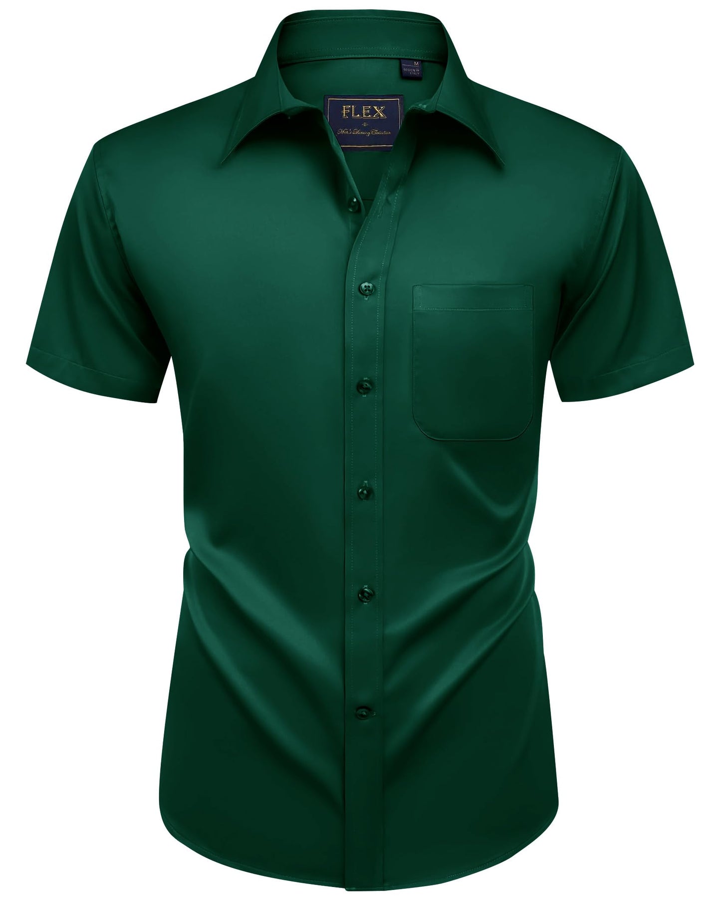 HOTAlimens & Gentle Mens Short Sleeve Dress Shirts Wrinkle Free Solid Casual Button Down Shirts with Pocket