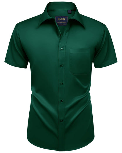HOTAlimens & Gentle Mens Short Sleeve Dress Shirts Wrinkle Free Solid Casual Button Down Shirts with Pocket