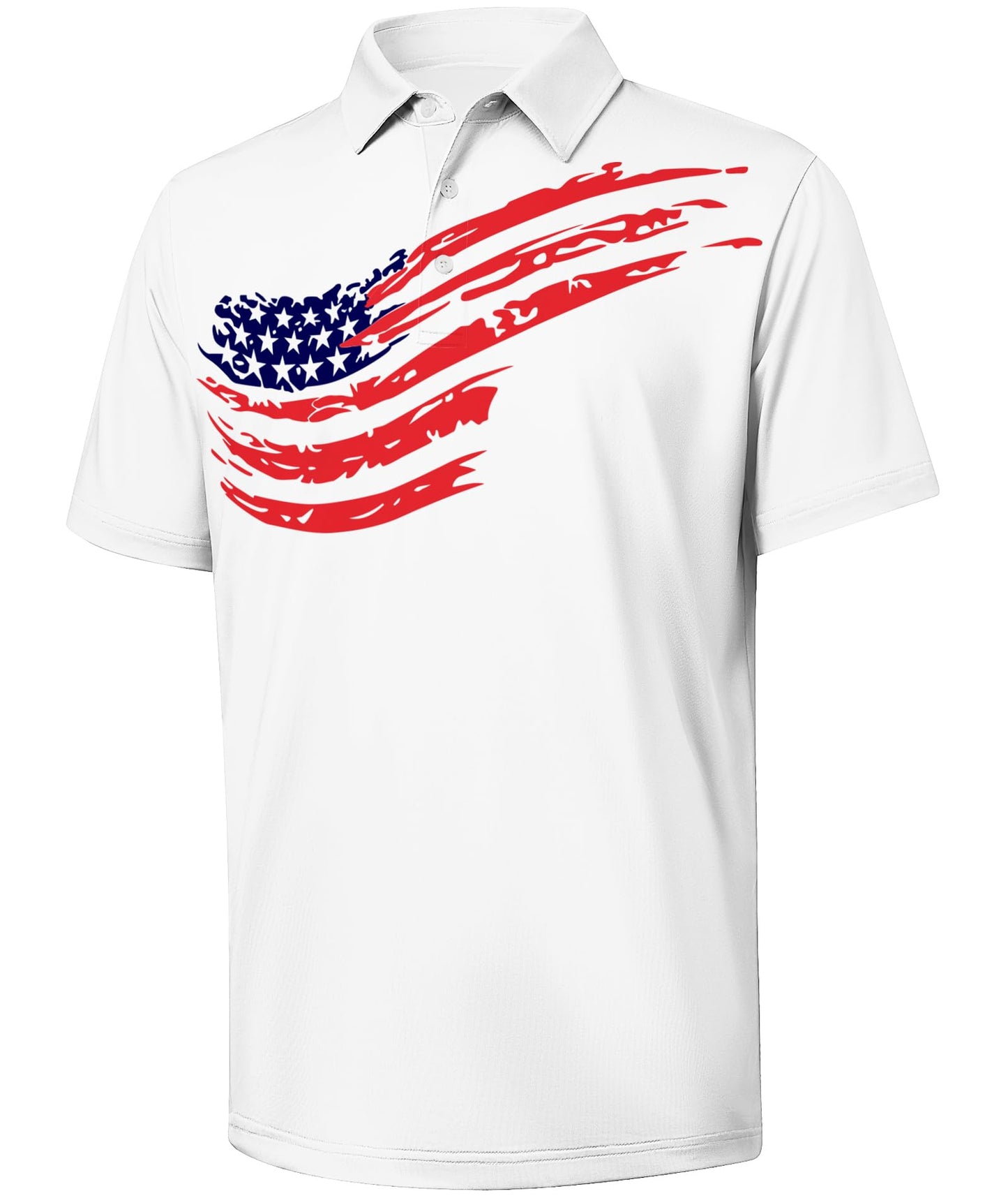 HOTV VALANCH Mens American Falg Polo Shirts Short Sleeve Performance Patriotic Shirt Funny Golf Shirt