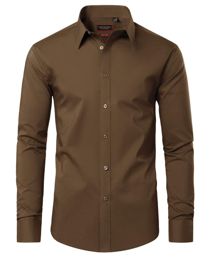 HOTLion Nardo Cotton Mens Dress Shirts Long Sleeve Wrinkle Free Business Casual Button Down Shirts Formal Shirts Big and Tall