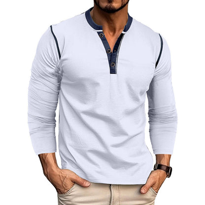 HOTMen's Casual Henley Shirts Classic Button Cotton Short Sleeve T-Shirt Summer Basic Solid Lightweight Tees Tops