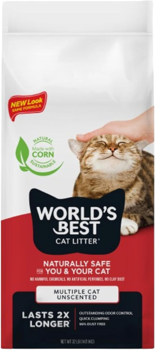 HOTWorld's Best Cat Litter, Multiple Cat, Unscented, Odor Control, 32 lb Bag