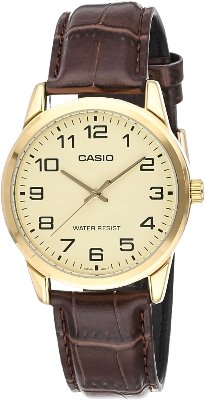 HOTCasio Men's Mtp-v001gl-9b Quartz Watch with Genuine Leather