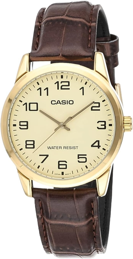 HOTCasio Men's Mtp-v001gl-9b Quartz Watch with Genuine Leather