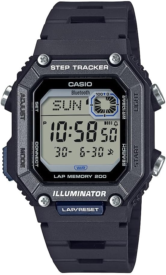 HOTWS-B1000 Series | Men's Digital Watch | (Black) | 100M WR | Step Tracker | LED Illuminator | 100 SEC Chronograph | Daily Alarm | 2-Year Battery