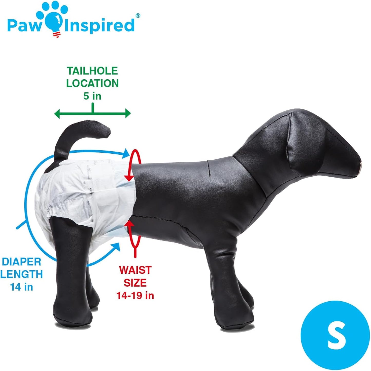 HOTPaw Inspired 32ct Disposable Dog Diapers | Female Dog Diapers Ultra Protection | Diapers for Dogs in Heat, Excitable Urination, or Incontinence (Small)