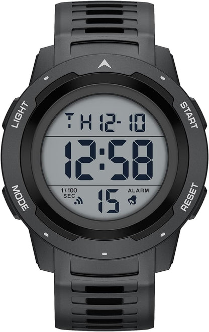 HOTGOLDEN HOUR Mens Waterproof Digital Sport Watches Wide Screen Easy Read Display Military Style with Rubber Strap