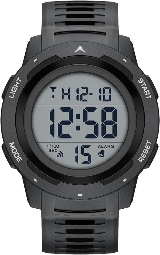 HOTGOLDEN HOUR Mens Waterproof Digital Sport Watches Wide Screen Easy Read Display Military Style with Rubber Strap