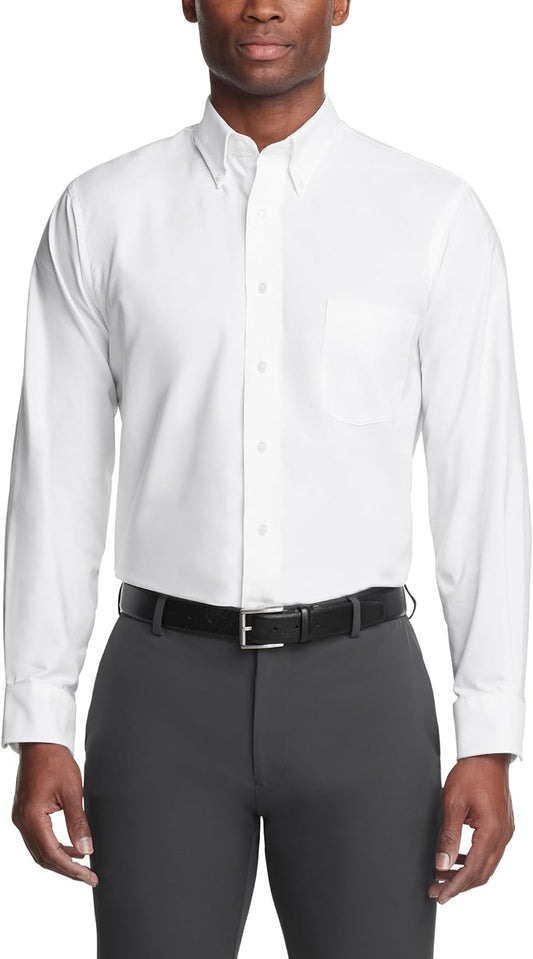 HOTVan Heusen Men's Regular Fit Oxford Solid Buttondown Collar Dress Shirt
