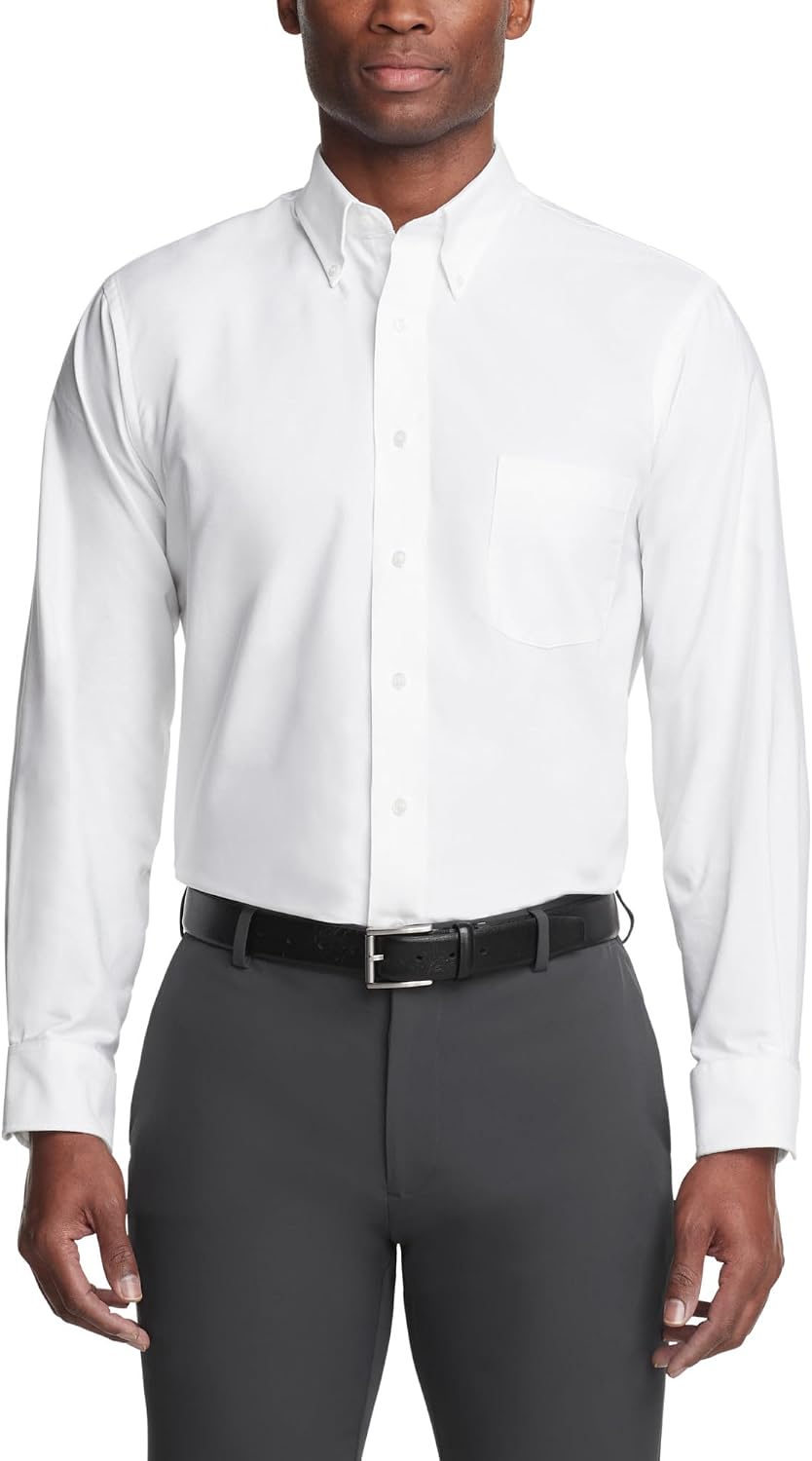 HOTVan Heusen Men's Regular Fit Oxford Solid Buttondown Collar Dress Shirt