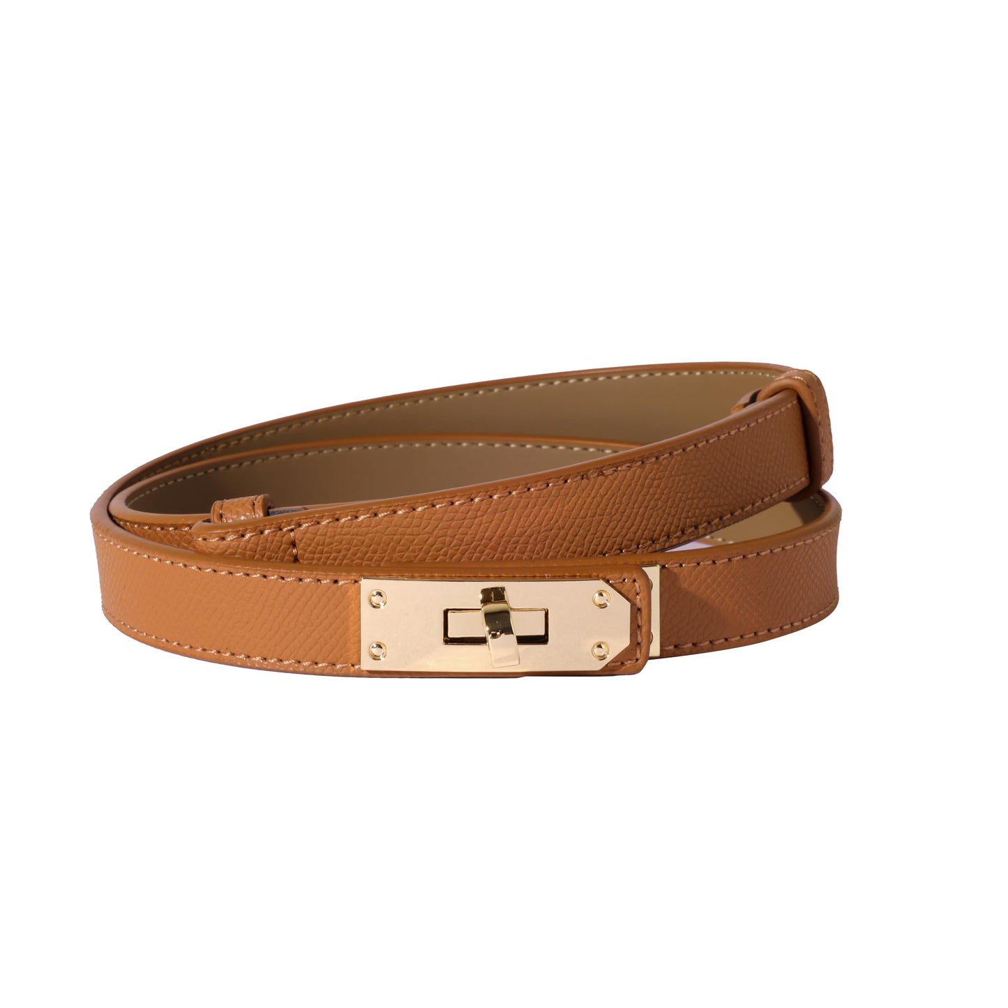 HOTOvekaut Women Skinny Leather Belt Solid Color Alloy Turn Lock Adjustable Waistband for Dresses Jeans Coats