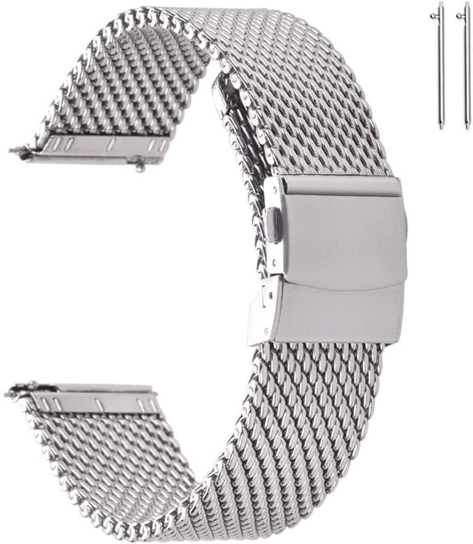 HOTEACHE Stainless Steel Thick Mesh Watch Bands for Mens, Quick Release Adjustable Heavy Duty Mesh Watch Straps 18mm 20mm 22mm